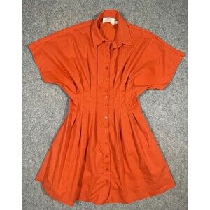 Anthropologie by Exquise The Tobie Mini Shirt Dress Red Pockets Size Small